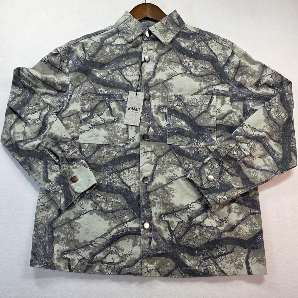 NOMAD Craft+Flow Men's Tree Camo OG Canvas Shirt Jacket Shacket Snap Front M